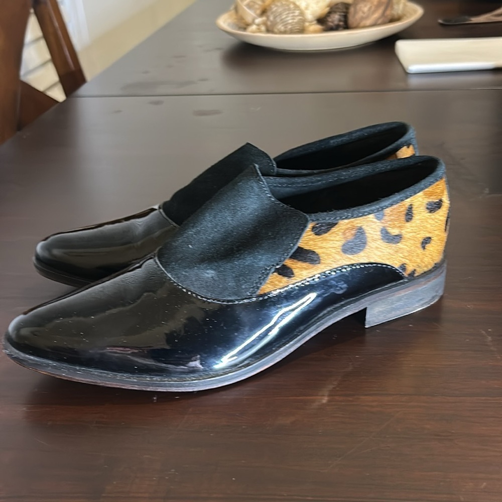 Free People Brady Slip On Patent/Leopard Pony Hair Loafer Shoes EU 39 - Picture 5 of 15